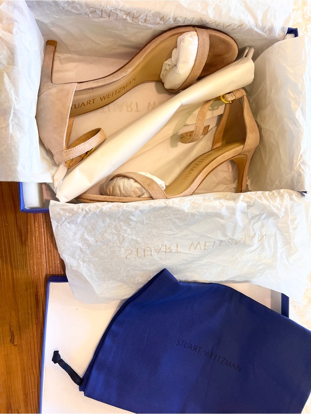 Stuart Weitzman Suede Ankle-Strap Sandals - Picture 6 of 6